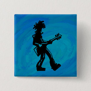 Bóton Quadrado 5.08cm Azul-guitarra New York Boogie Nights