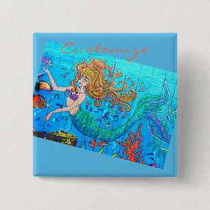 Bóton Quadrado 5.08cm azul-sereia