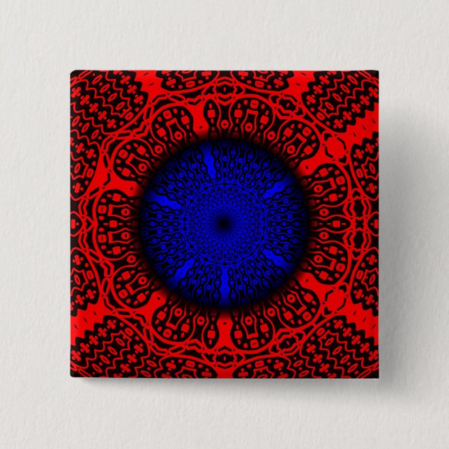 Bóton Quadrado 5.08cm Azul, Vermelho, (Frente)