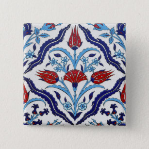 Bóton Quadrado 5.08cm azulejo turco
