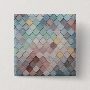 Bóton Quadrado 5.08cm Azulejos multicoloridos