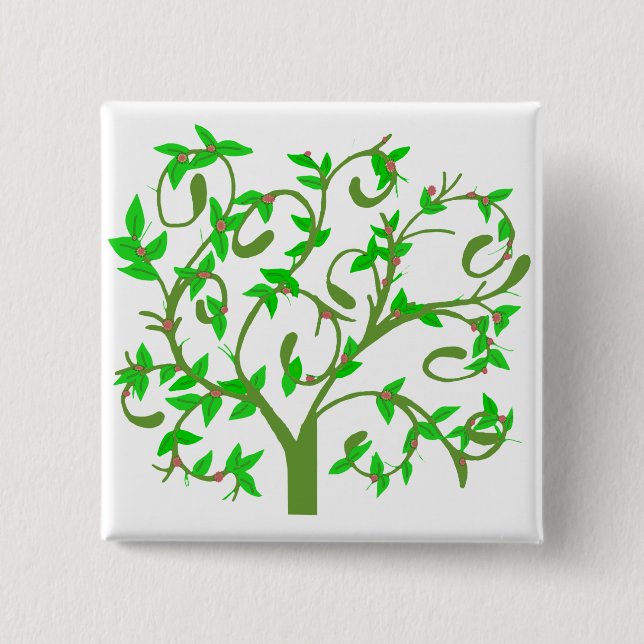 Bóton Quadrado 5.08cm B o botão da árvore (Frente)