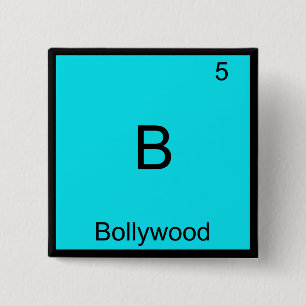 Bóton Quadrado 5.08cm B - Símbolo de Elemento Químico Funny Bollywood 