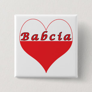 Bóton Quadrado 5.08cm Babcia Polonês Heart
