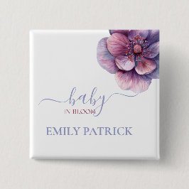 Bóton Quadrado 5.08cm Baby in bloom | baby shower floral