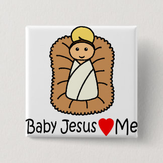 Bóton Quadrado 5.08cm Baby Jesus Heart (Loves) Me