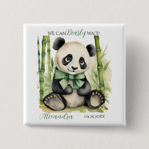 Bóton Quadrado 5.08cm Baby Panda Bear Gênero Chá de fraldas neutro