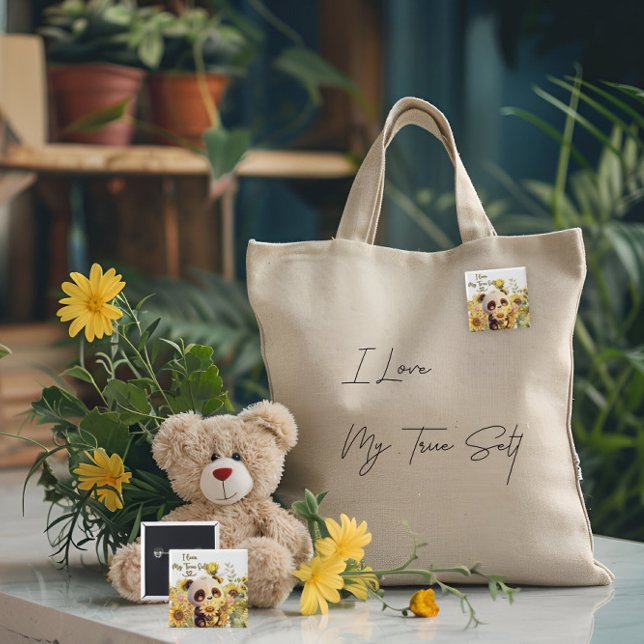 Bóton Quadrado 5.08cm Baby Panda With Sunflower Button (Criador carregado)