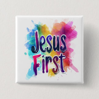 Bóton Quadrado 5.08cm Badge personnalisé "Jesus First"