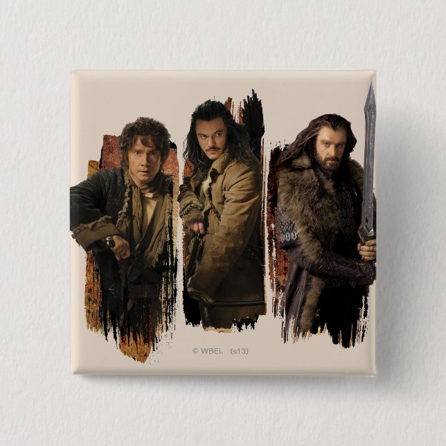 BÓTON QUADRADO 5.08CM BAGGINS™, BARD BOWMAN™, & THORIN OAKENSHIELD™ (Frente)