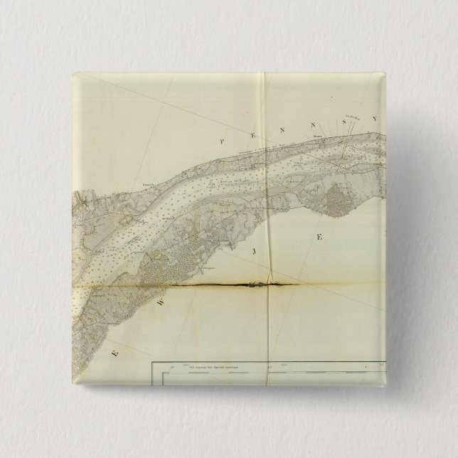 Bóton Quadrado 5.08cm Baía de Delaware, Rio 3 (Frente)