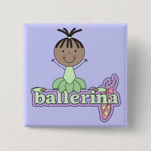 Bóton Quadrado 5.08cm Bailarina - t-shirt e presentes verdes (Frente)