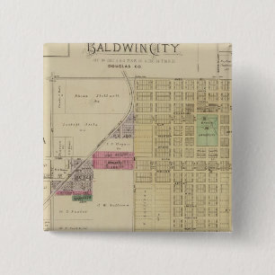 Bóton Quadrado 5.08cm Baldwin City, Condado de Douglas, Kansas
