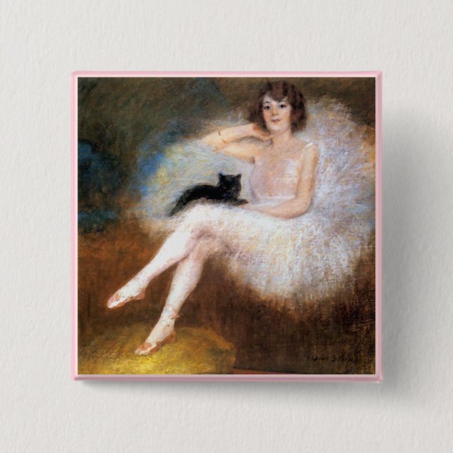 Bóton Quadrado 5.08cm Ballerina e Black Cat (Frente)