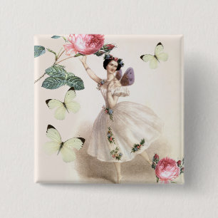 Bóton Quadrado 5.08cm Ballerina Fada