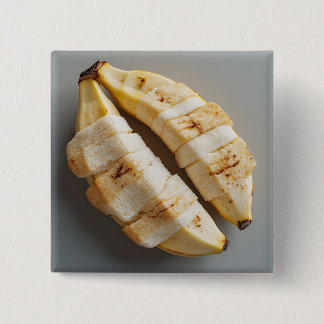 Bóton Quadrado 5.08cm Bananas Fatiadas no Meio