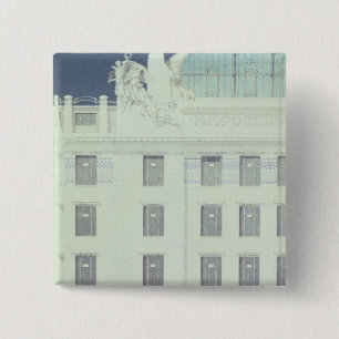 Bóton Quadrado 5.08cm Banco de poupança da estação de correios, Viena