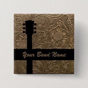 Bóton Quadrado 5.08cm Banda de nome personalizado Merch Guitar Pin Count