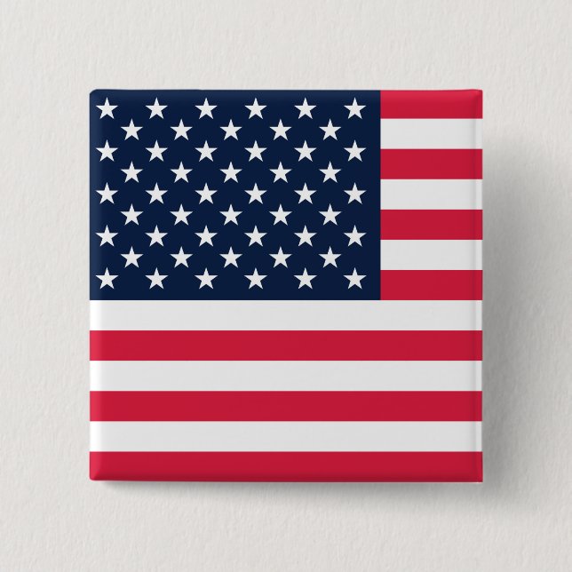 Bóton Quadrado 5.08cm Bandeira 50 Star Estados Unidos da América (Frente)