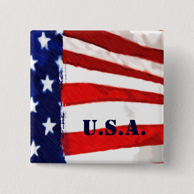 Bóton Quadrado 5.08cm Bandeira Americana (Frente)
