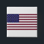 Bóton Quadrado 5.08cm Bandeira Americana<br><div class="desc">USA Flag Gemstone Art. Esta bandeira dos EUA é feita usando fotos de Gemstones que tirei nos últimos anos. O fundo azul são apires azuis em forma retangular. As estrelas são diamantes em forma de triângulo. As listras vermelhas são rubis em forma retangular</div>