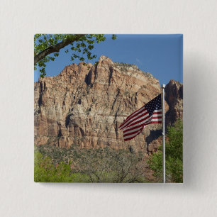 Bóton Quadrado 5.08cm Bandeira Americana no Parque Nacional Zion I