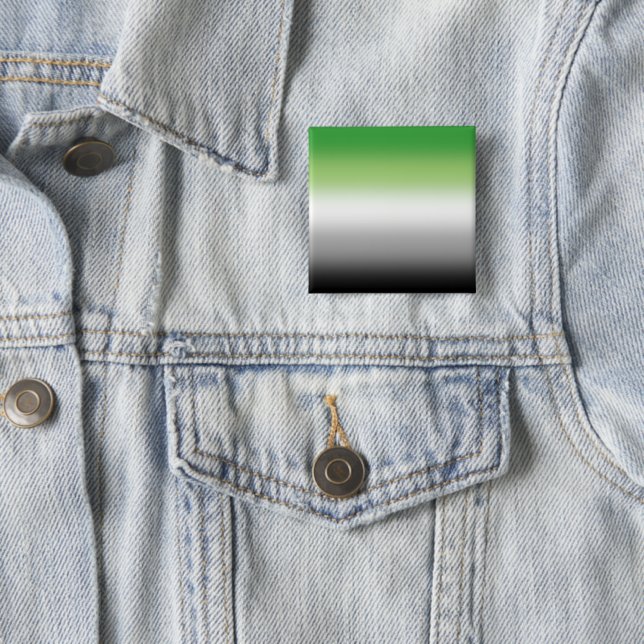 Bóton Quadrado 5.08cm Bandeira Aromântica Gradiente - Orgulho Aromântico (In Situ)