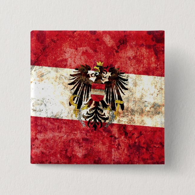 Bóton Quadrado 5.08cm Bandeira austríaca (Frente)