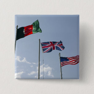 Bóton Quadrado 5.08cm Bandeira BRITÂNICA entre o afegão e bandeiras do
