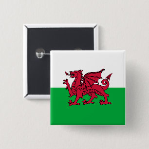 Bóton Quadrado 5.08cm Bandeira Celta do Dragão Vermelho do País de Gales