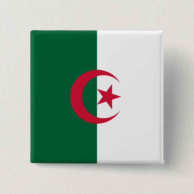 Bóton Quadrado 5.08cm Bandeira da Argélia (Frente)