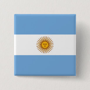 Bóton Quadrado 5.08cm Bandeira da Argentina