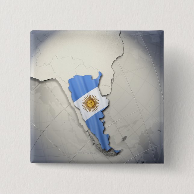 Bóton Quadrado 5.08cm Bandeira da Argentina (Frente)
