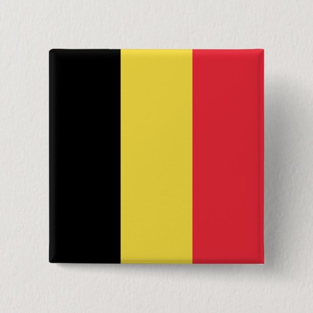 Bóton Quadrado 5.08cm Bandeira da Bélgica (Frente)