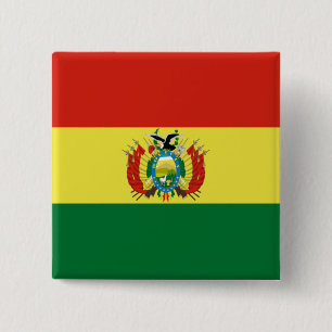 Bóton Quadrado 5.08cm Bandeira da Bolívia