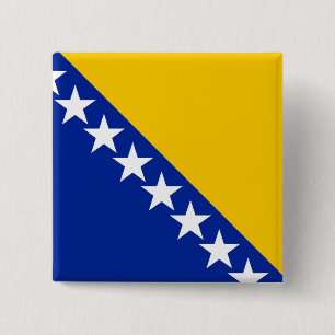 Bóton Quadrado 5.08cm Bandeira da Bósnia e Herzegovina