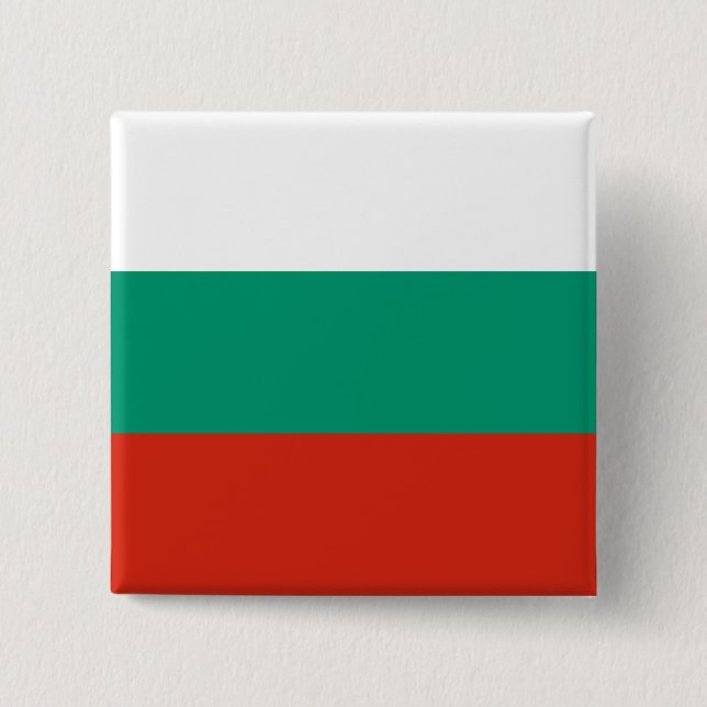 Bóton Quadrado 5.08cm Bandeira da Bulgária (Frente)