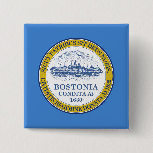 Bóton Quadrado 5.08cm Bandeira da Cidade de Boston (Massachusetts)