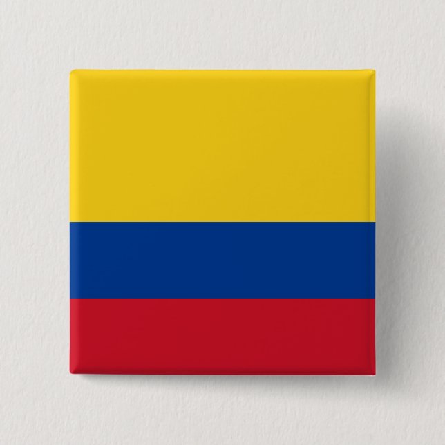 Bóton Quadrado 5.08cm Bandeira da Colômbia (Frente)