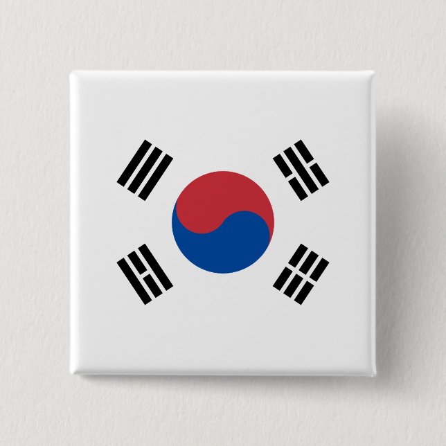Bóton Quadrado 5.08cm Bandeira da Coreia do Sul (ROK) (Frente)