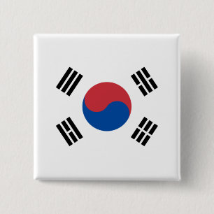 Bóton Quadrado 5.08cm Bandeira da Coreia do Sul (ROK)