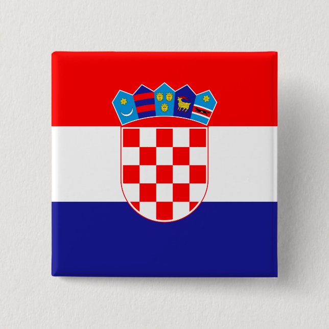 Bóton Quadrado 5.08cm Bandeira da Croácia (Croácia) (Frente)