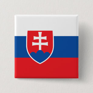 Bóton Quadrado 5.08cm Bandeira da Eslováquia