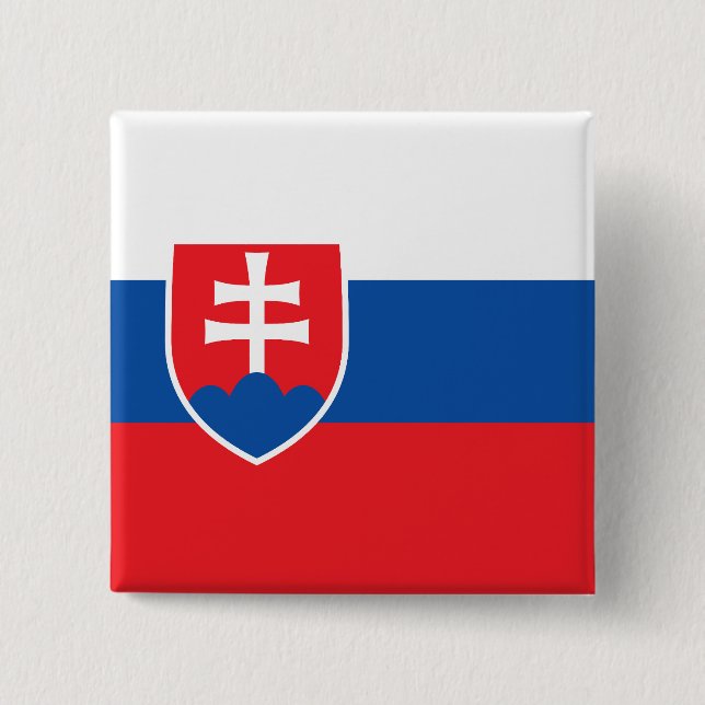 Bóton Quadrado 5.08cm Bandeira da Eslováquia (Frente)