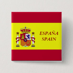 Bóton Quadrado 5.08cm Bandeira da Espanha