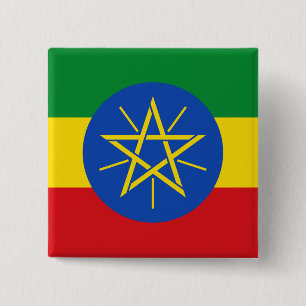 Bóton Quadrado 5.08cm Bandeira da Etiópia (Etiópia)