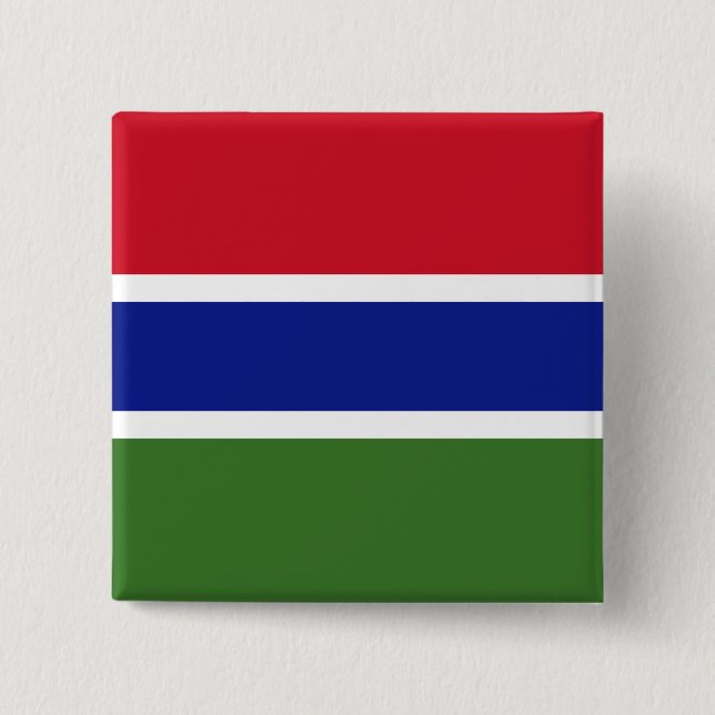 Bóton Quadrado 5.08cm Bandeira da Gâmbia (Frente)