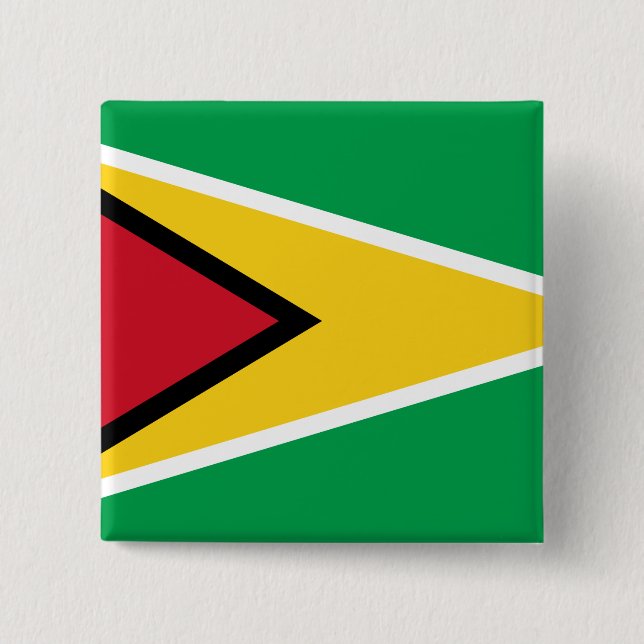 Bóton Quadrado 5.08cm Bandeira da Guiana (Guiana) (Frente)