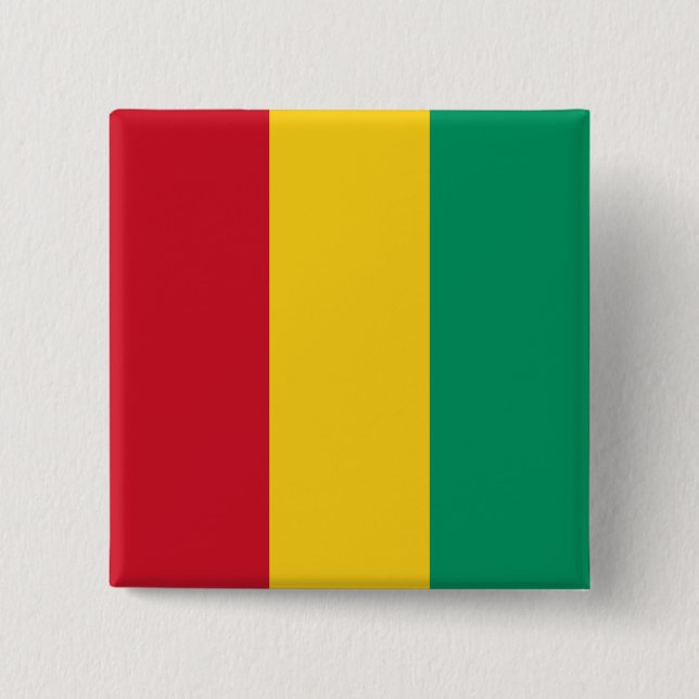 Bóton Quadrado 5.08cm Bandeira da Guiné (Frente)