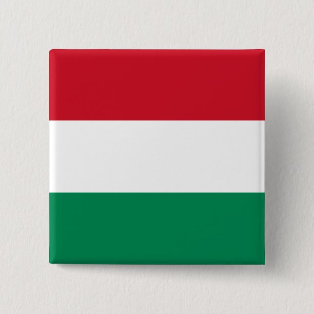 Bóton Quadrado 5.08cm Bandeira da Hungria (Frente)
